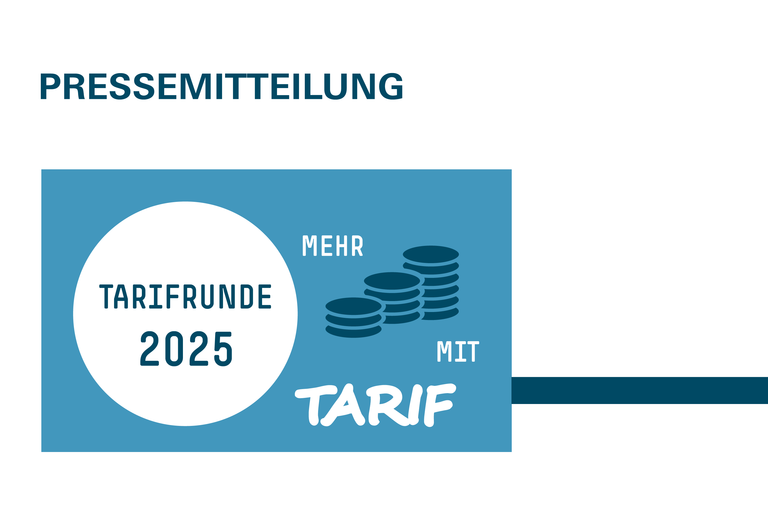 Symbolbild Geldstapel und Aufschrift Tarufrunde 2025 Mehr mit Tarif