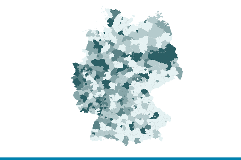 Karte mit dem Anteil befristeter Beschäftigungsverhältnisse auf Kreisebene