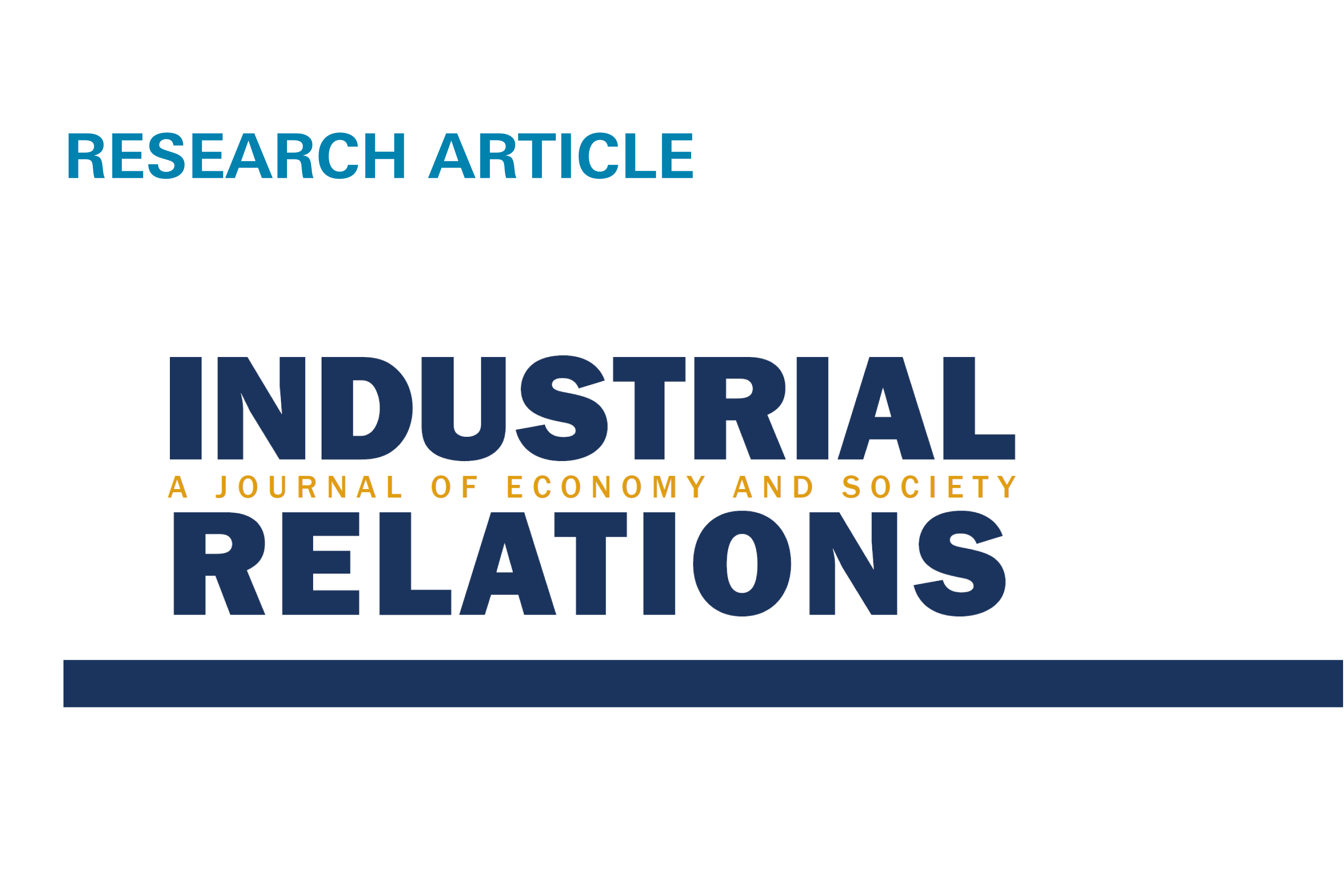 sreenshot of the cover of the Journal Industrial Relations