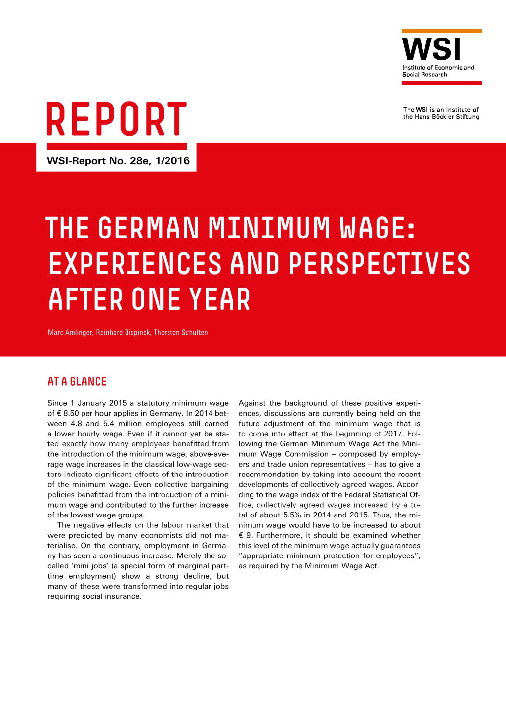 The German Minimum Wage Wirtschafts und Sozialwissenschaftliches